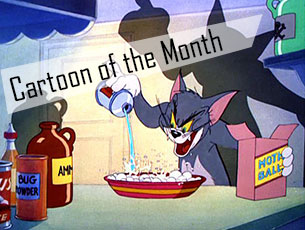 This month’s cartoon is Dr. Jekyll and Mr. Mouse (1947), a Tom and Jerry entry, riffing off of Dr. Jekyll and Mr. Hyde, in which Tom concocts a deadly potion but finds that it only makes Jerry stronger.